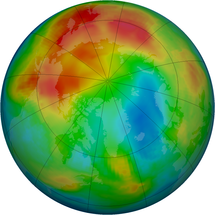 Arctic ozone map for 11 January 1987